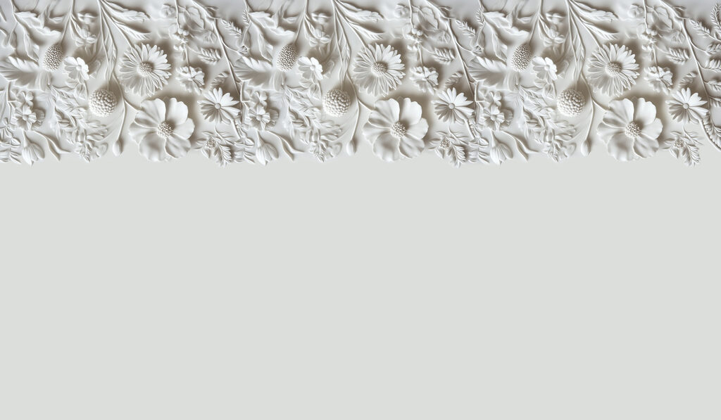 Desenho floral branco numa parede Desenho floral branco numa parede