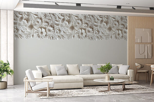 Desenho floral branco numa parede Desenho floral branco numa parede