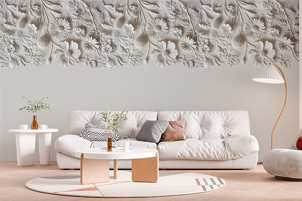 Desenho floral branco numa parede Desenho floral branco numa parede