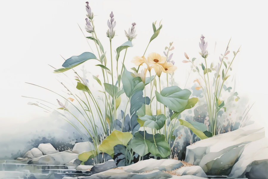 Pintura de flores e plantas
