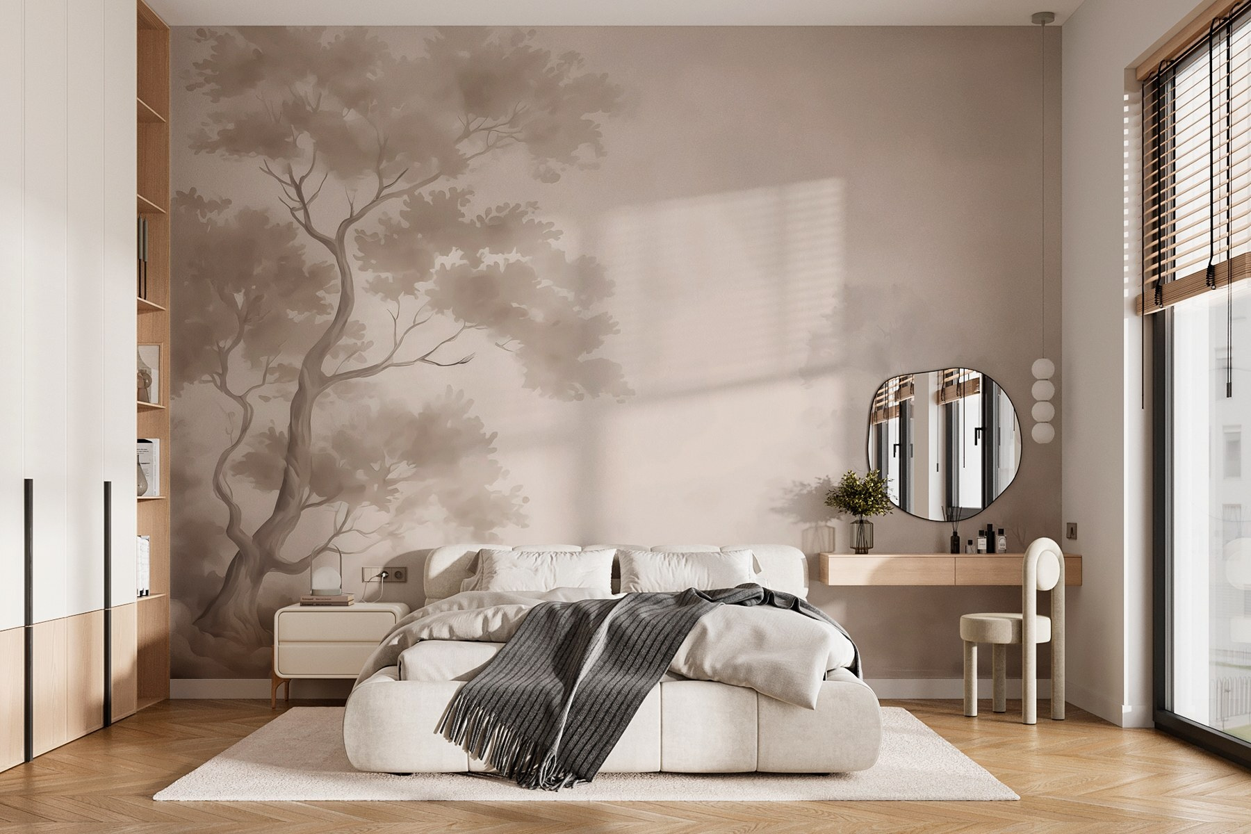 Tree in fog with clouds