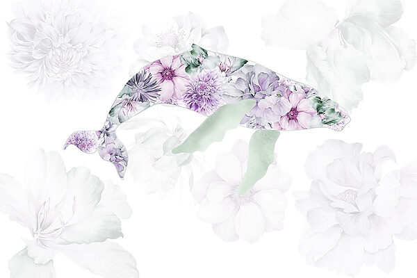 Golfinho com flores Golfinho com flores