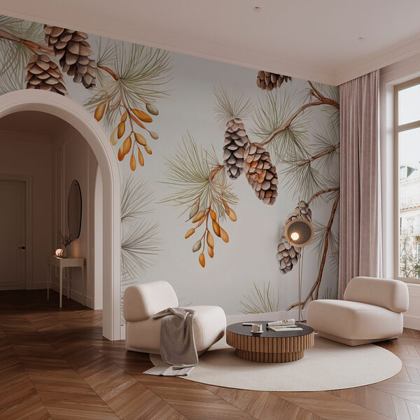 Pattern of pine cones and needles Pattern of pine cones and needles