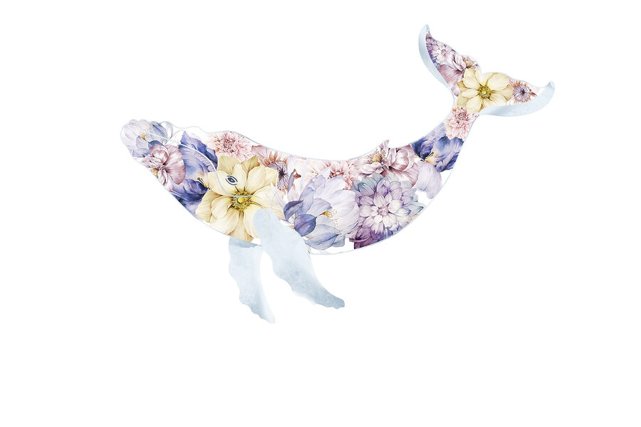 Baleia com flores