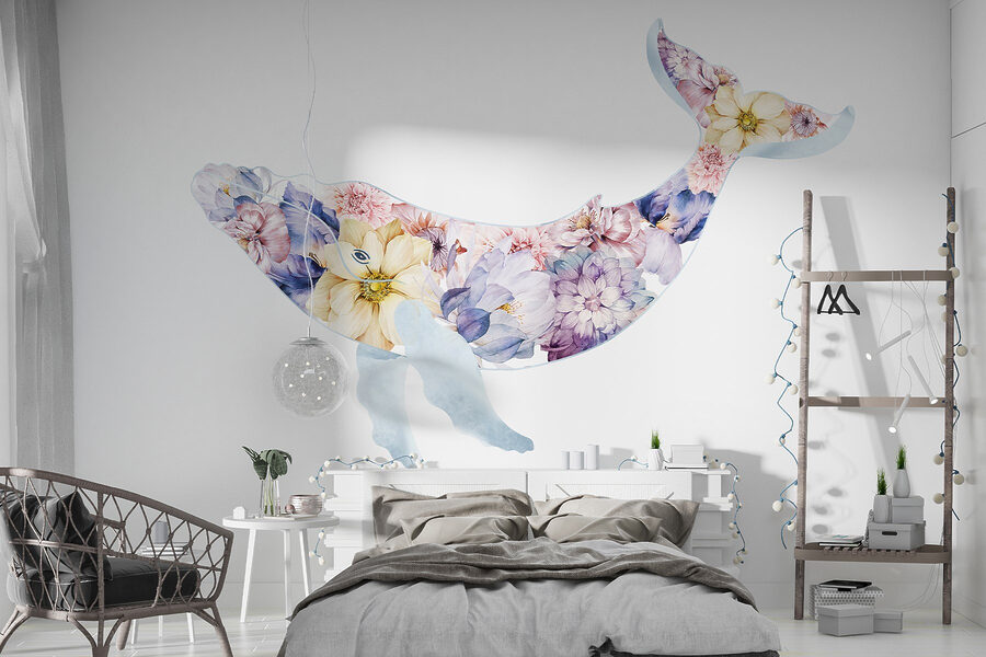 Baleia com flores
