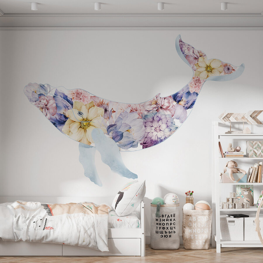 Baleia com flores