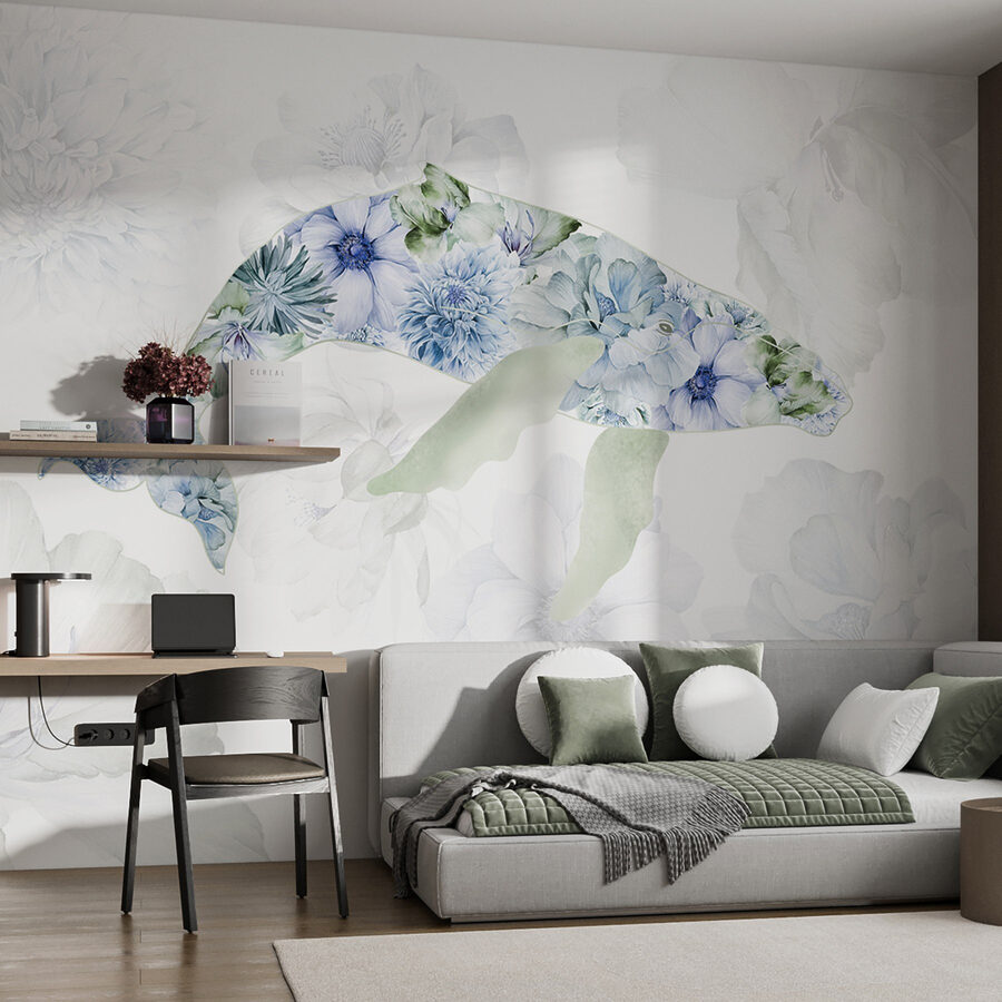 Papel de parede Baleia com flores - Image 2