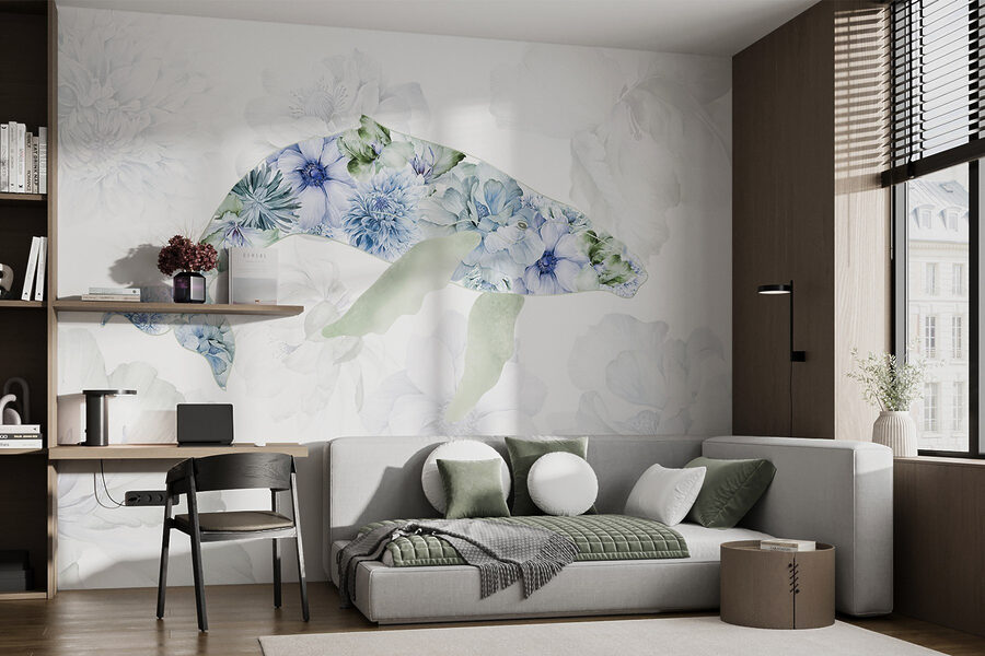Papel de parede Baleia com flores - Image 3