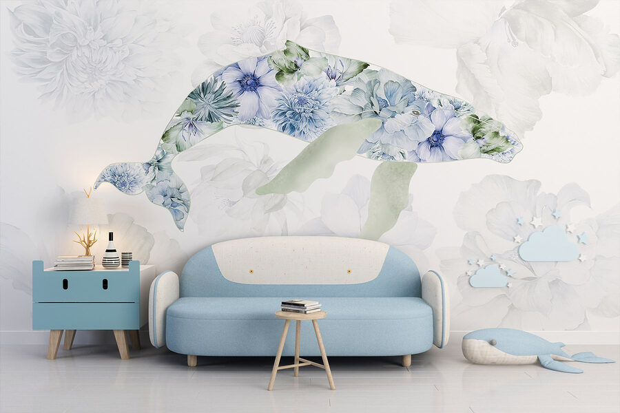 Papel de parede Baleia com flores - Image 4
