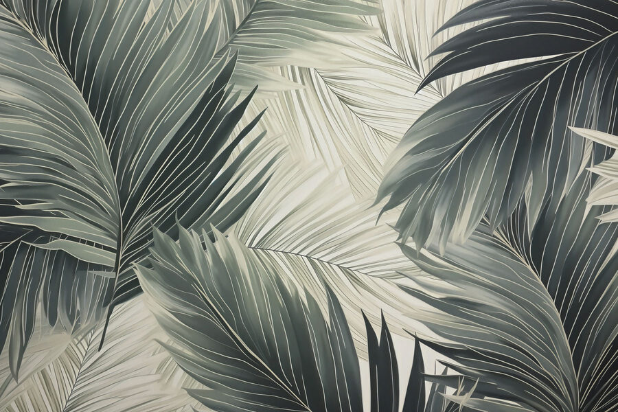 Folhas verdes exuberantes em tons suaves