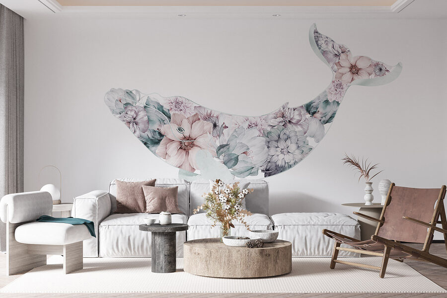Baleia com flores