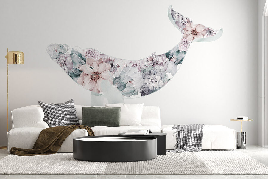 Baleia com flores