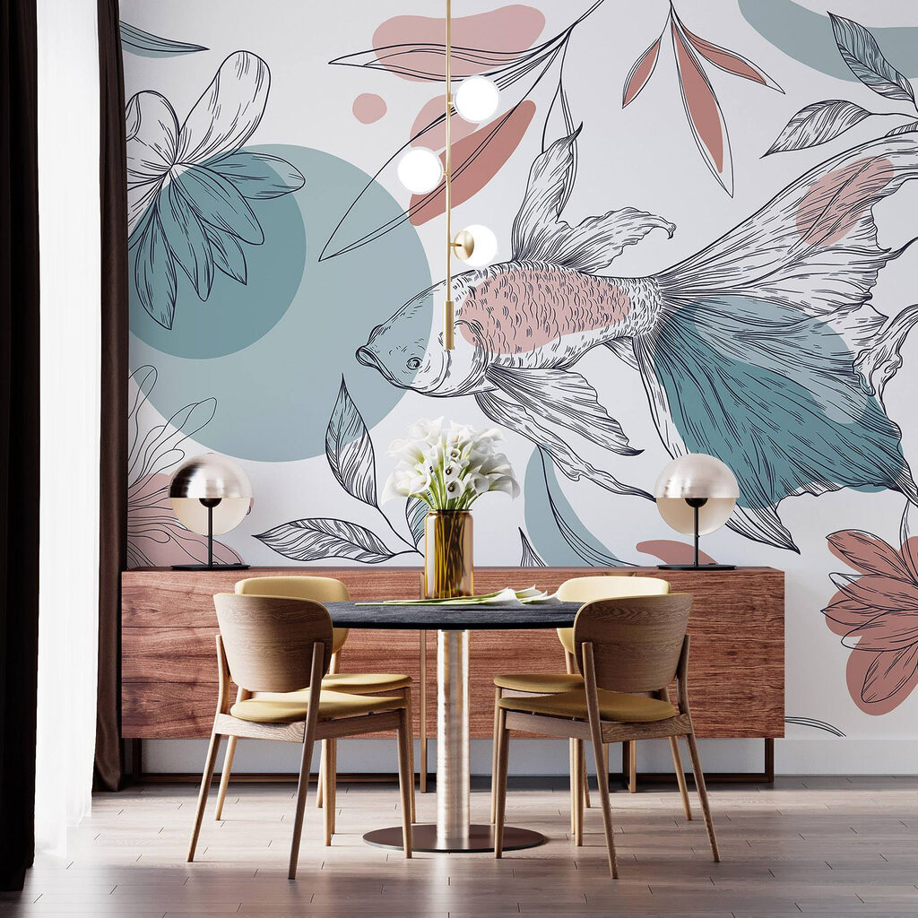 Fish and plants with circles and dots Fish and plants with circles and dots