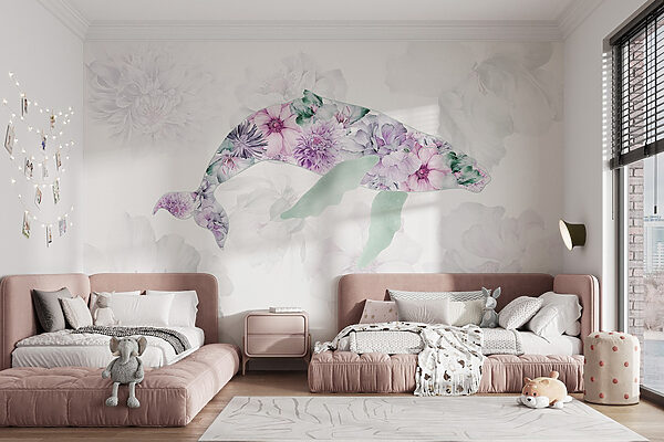 Golfinho com flores Golfinho com flores