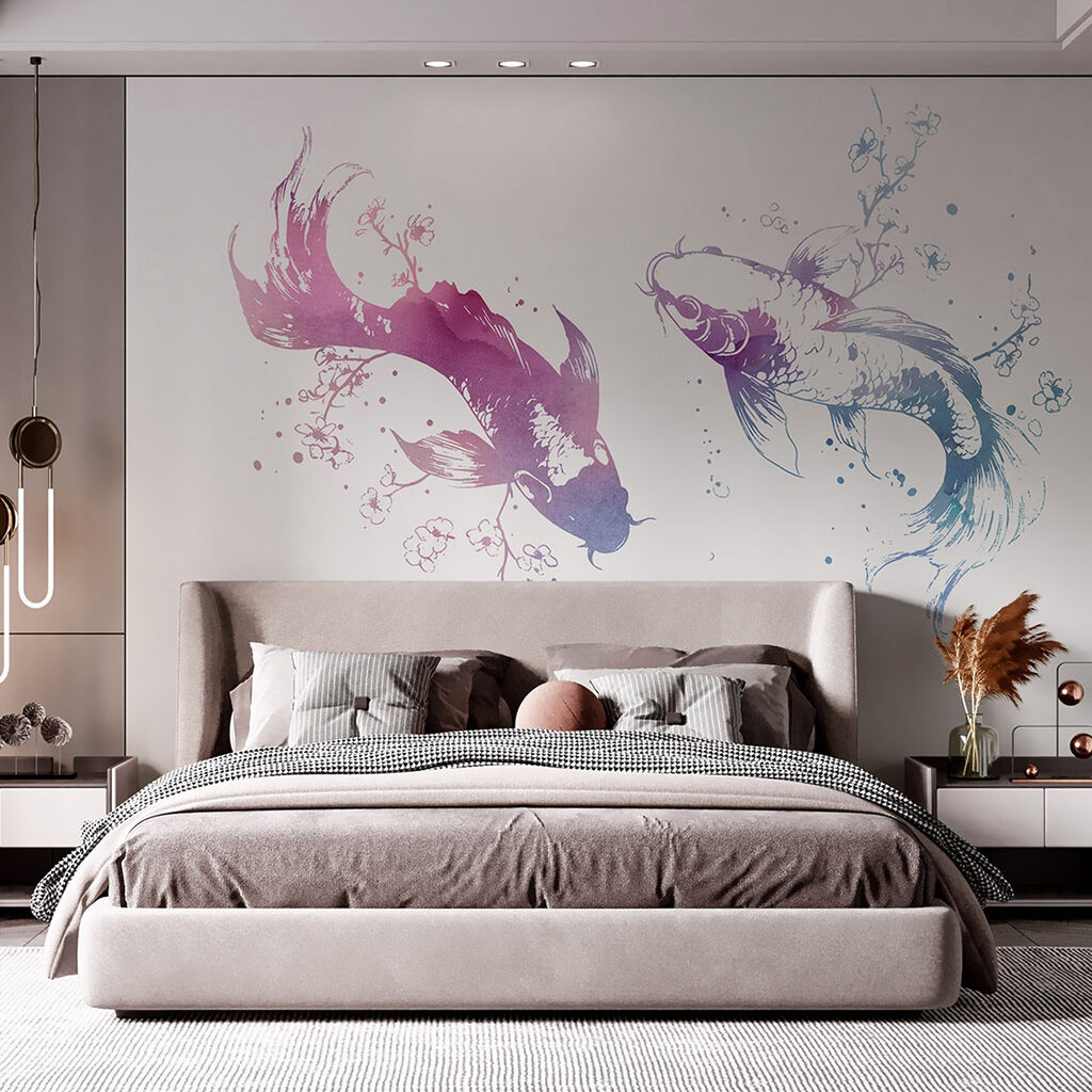 Two fish with watercolor splashes Two fish with watercolor splashes