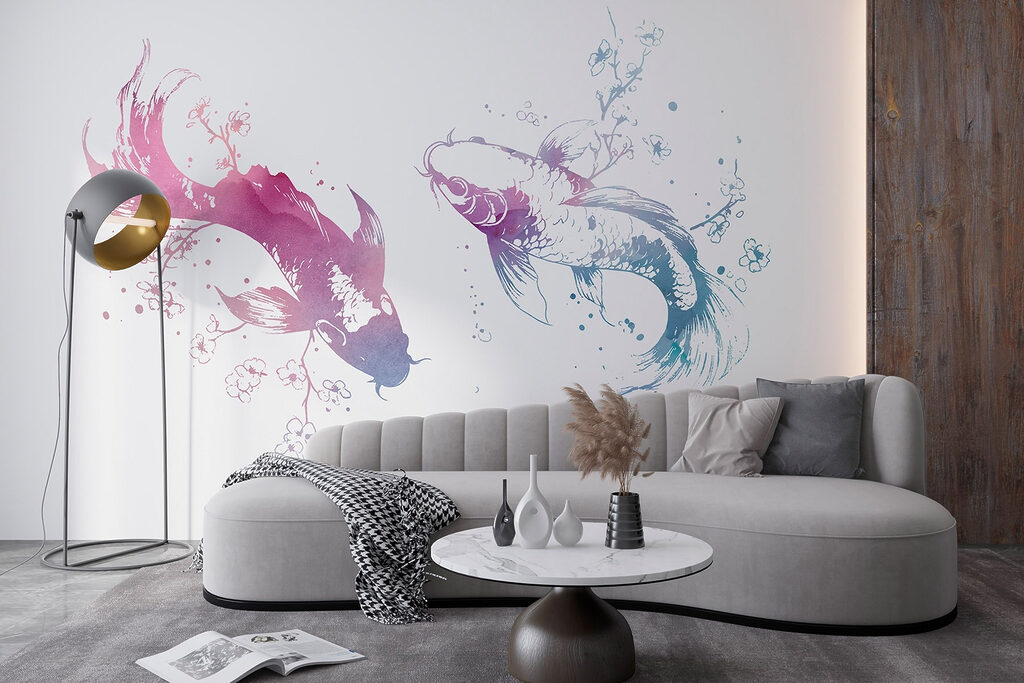 Two fish with watercolor splashes Two fish with watercolor splashes