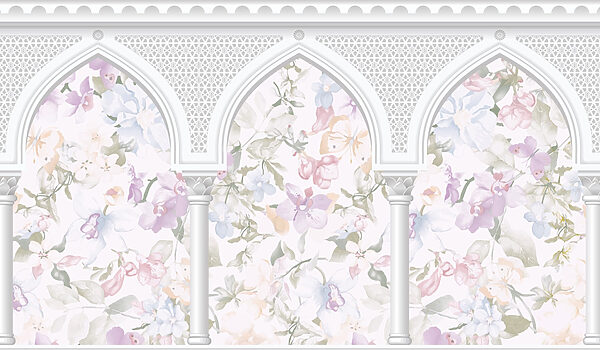 Papel de parede com flores e arcos Papel de parede com flores e arcos
