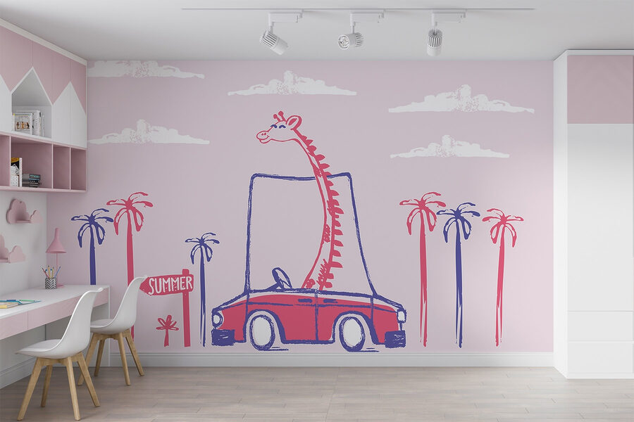 Girafa num carro