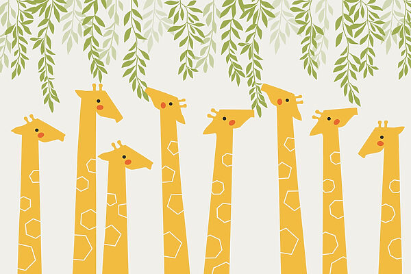 Grupo de girafas com folhas Grupo de girafas com folhas