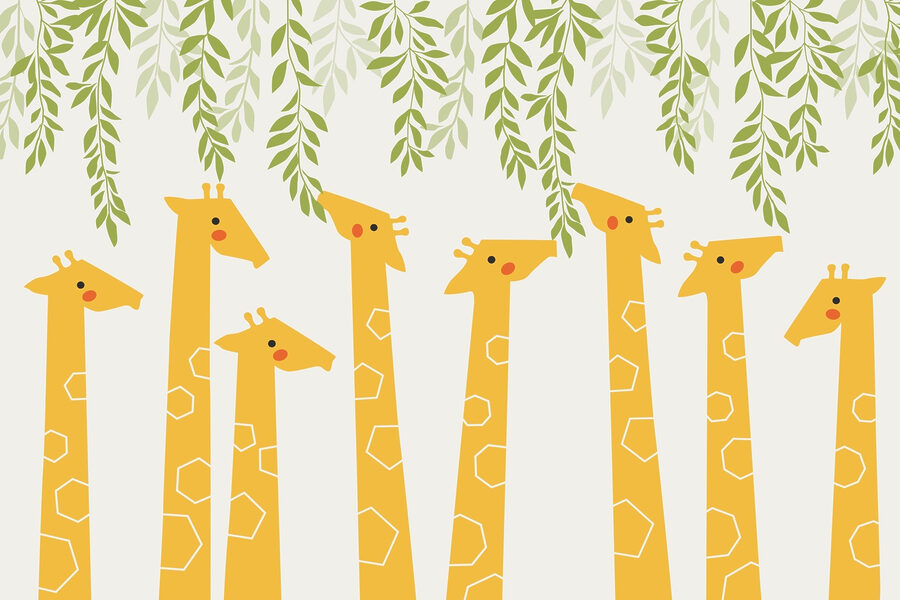 Papel de parede Grupo de girafas com folhas - Image 3