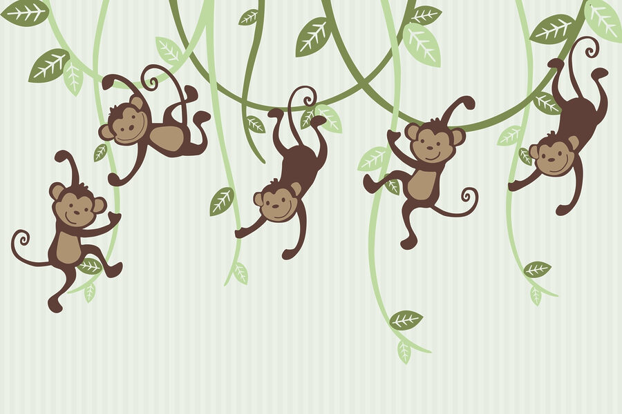 Grupo de macacos nas vinhas