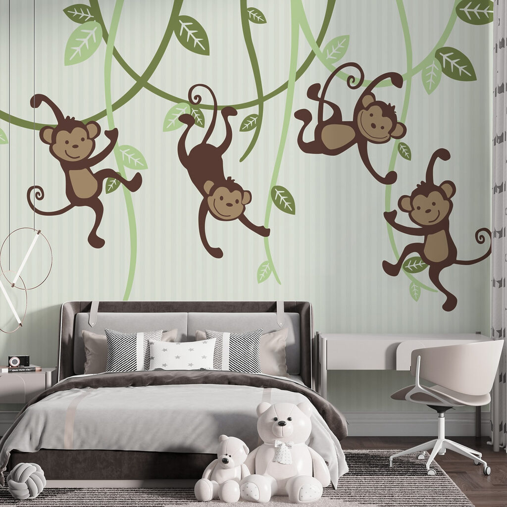 Group of monkeys from vines