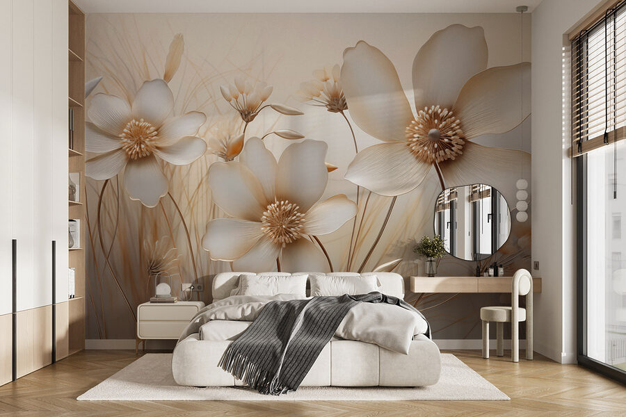 Flores delicadas em tons suaves.