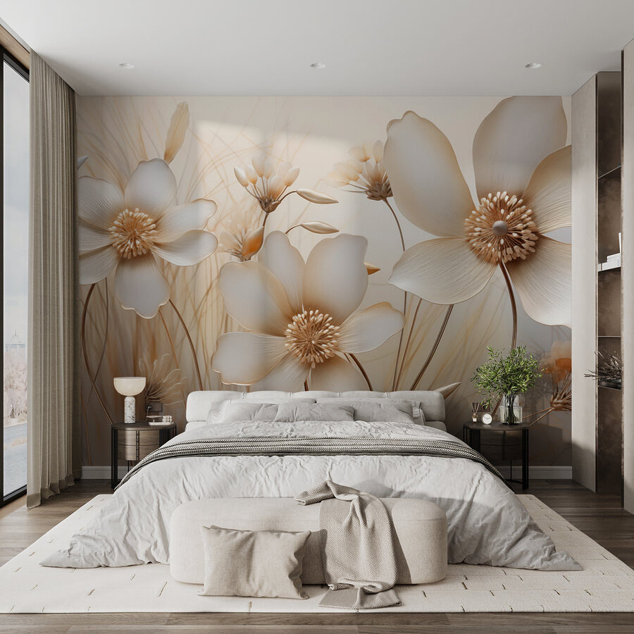 Flores delicadas em tons suaves.