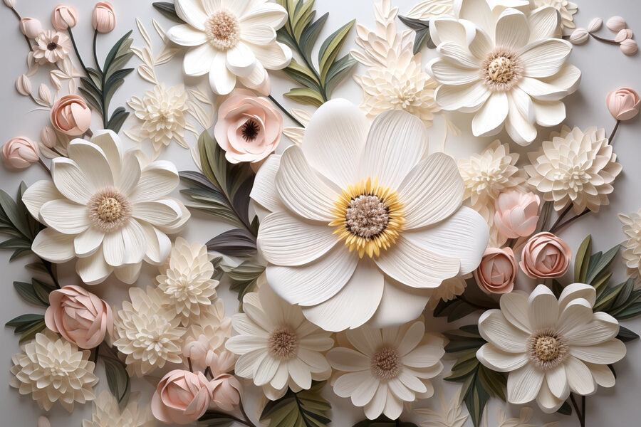 Grupo de flores de papel
