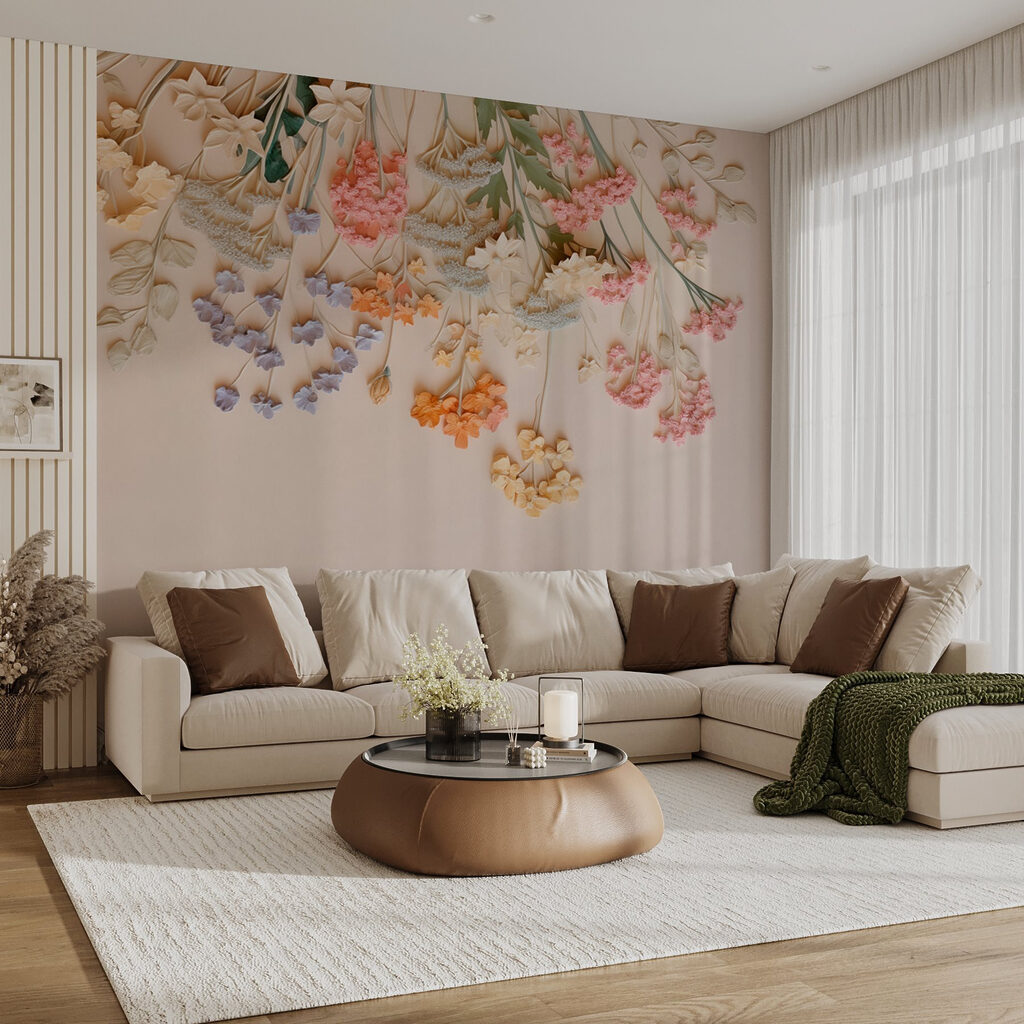 Group of flowers on a white surface