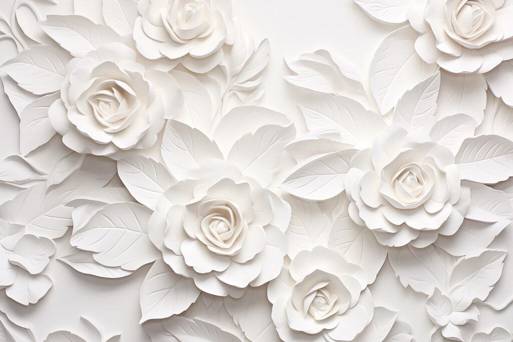 Flores e folhas de papel branco Flores e folhas de papel branco