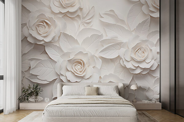 Flores e folhas de papel branco Flores e folhas de papel branco