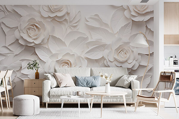 Flores e folhas de papel branco Flores e folhas de papel branco
