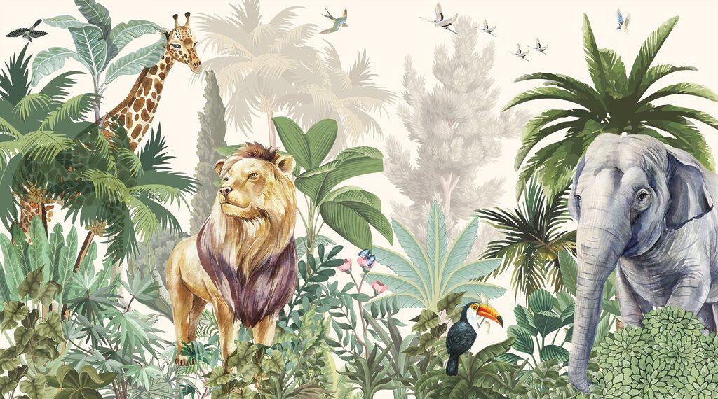 Papel de parede com animais e pássaros Papel de parede com animais e pássaros