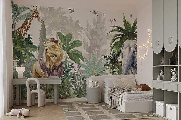 Papel de parede com animais e pássaros Papel de parede com animais e pássaros