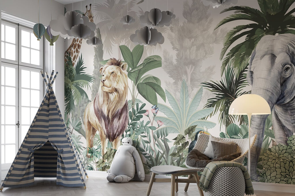 Wallpaper with animals and birds