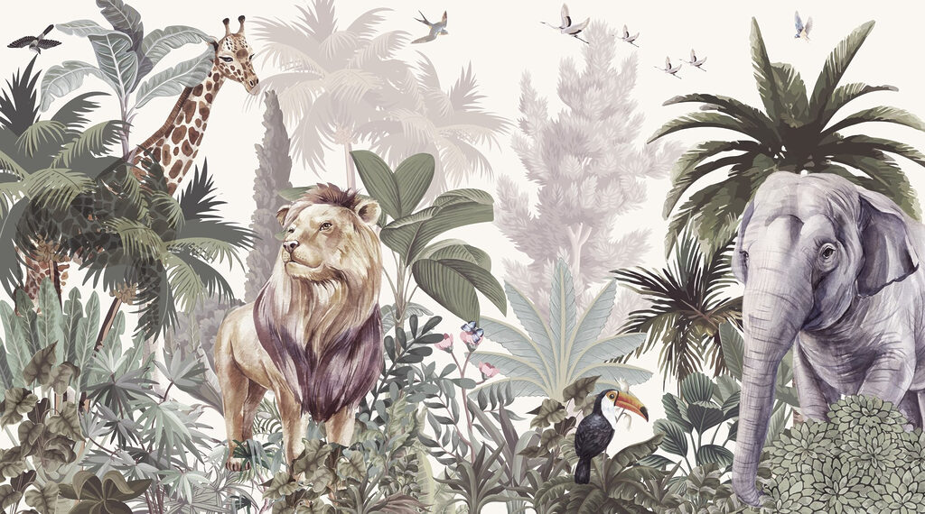 Papel de parede com animais e pássaros Papel de parede com animais e pássaros