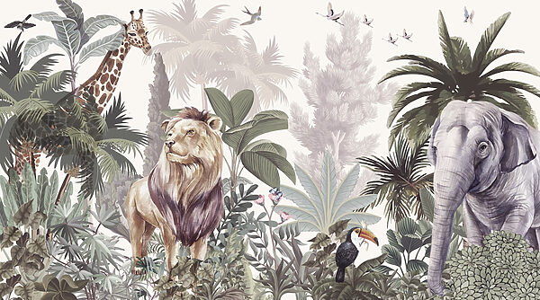 Papel de parede com animais e pássaros Papel de parede com animais e pássaros