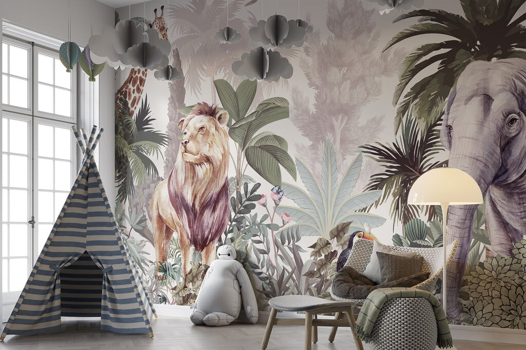 Wallpaper with animals and birds Wallpaper with animals and birds