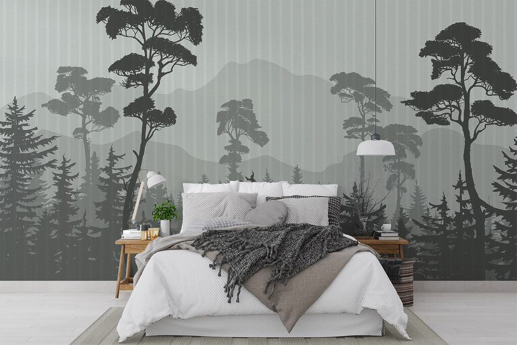 Forest with mountains and trees Forest with mountains and trees