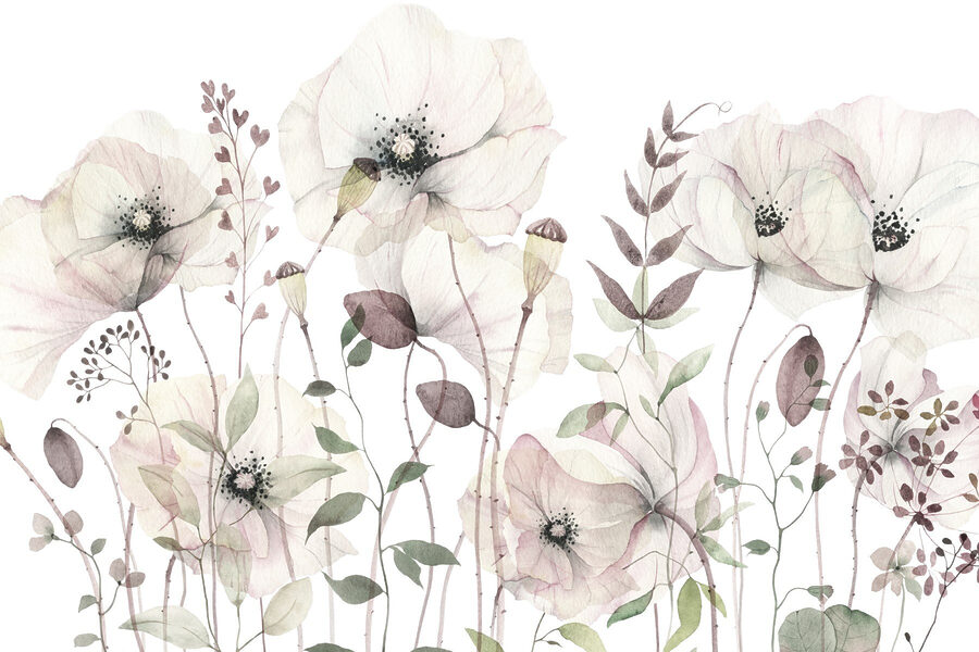 Papel de parede Flores delicadas em tons suaves. - Image 3