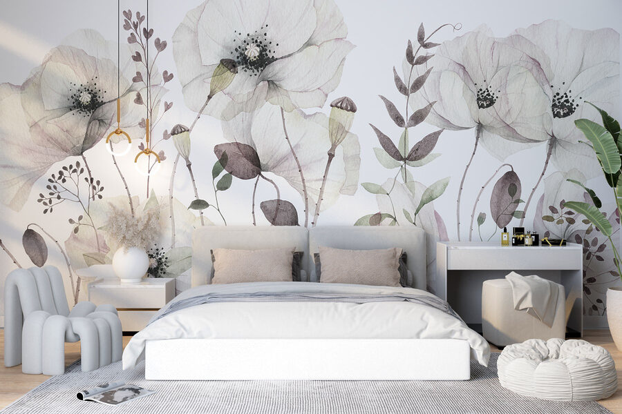 Papel de parede Flores delicadas em tons suaves.