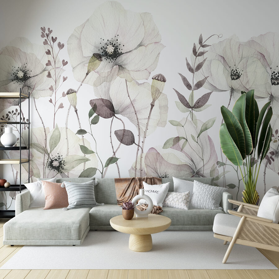 Papel de parede Flores delicadas em tons suaves. - Image 2