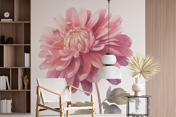 Flor cor-de-rosa com folhas verdes Flor cor-de-rosa com folhas verdes