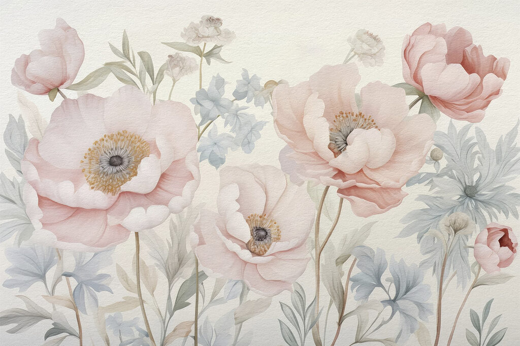 Pintura de flores numa parede Pintura de flores numa parede