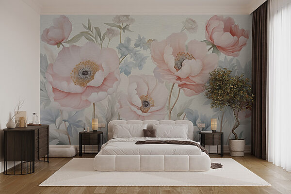 Pintura de flores numa parede Pintura de flores numa parede