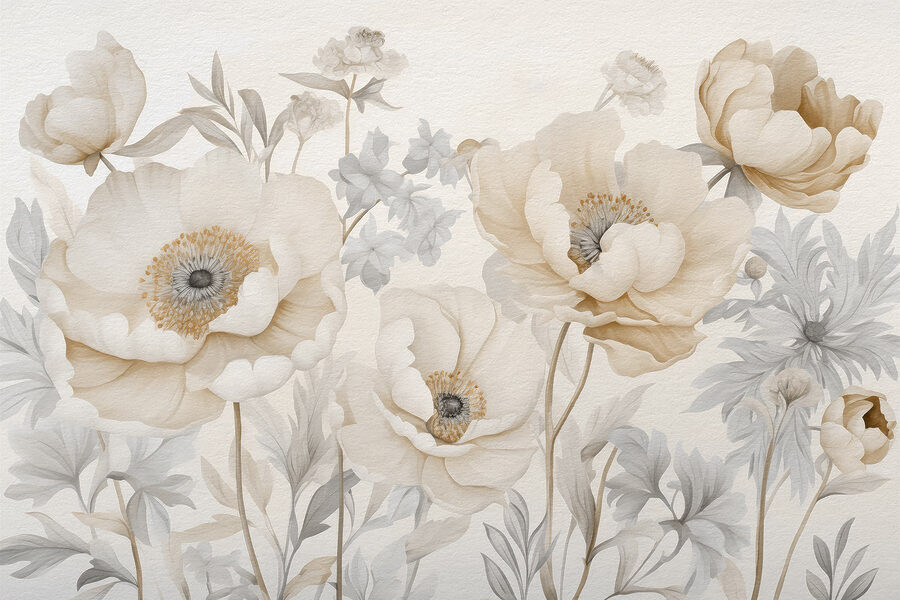 Flores delicadas em tons suaves.