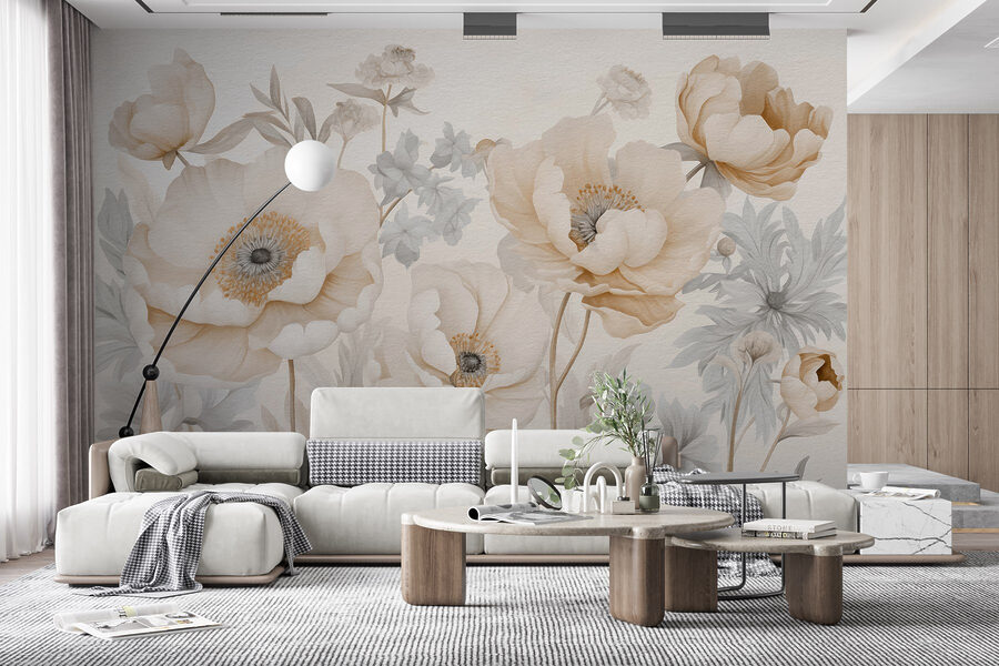 Flores delicadas em tons suaves.