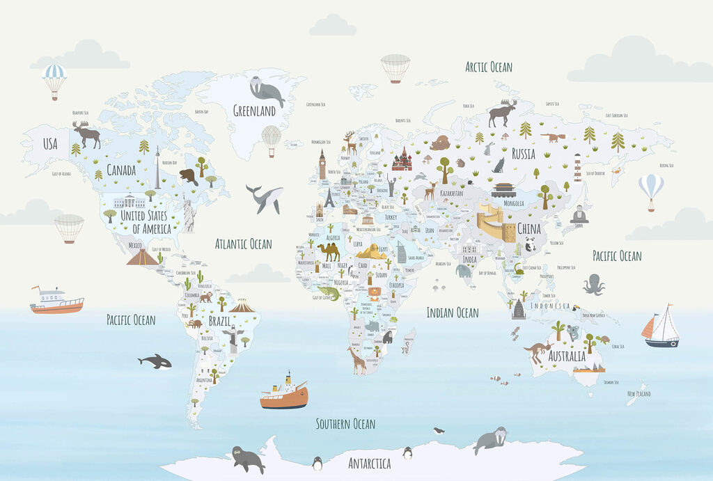 Mapa do mundo com diferentes animais Mapa do mundo com diferentes animais