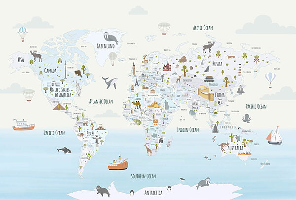 Mapa do mundo com diferentes animais Mapa do mundo com diferentes animais